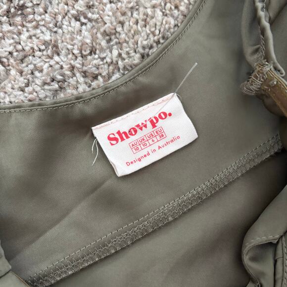 Showpo Women’s Olive Midi Slip Dress Sz 6 Wedding Guest Formal Cocktail - Picture 9 of 12